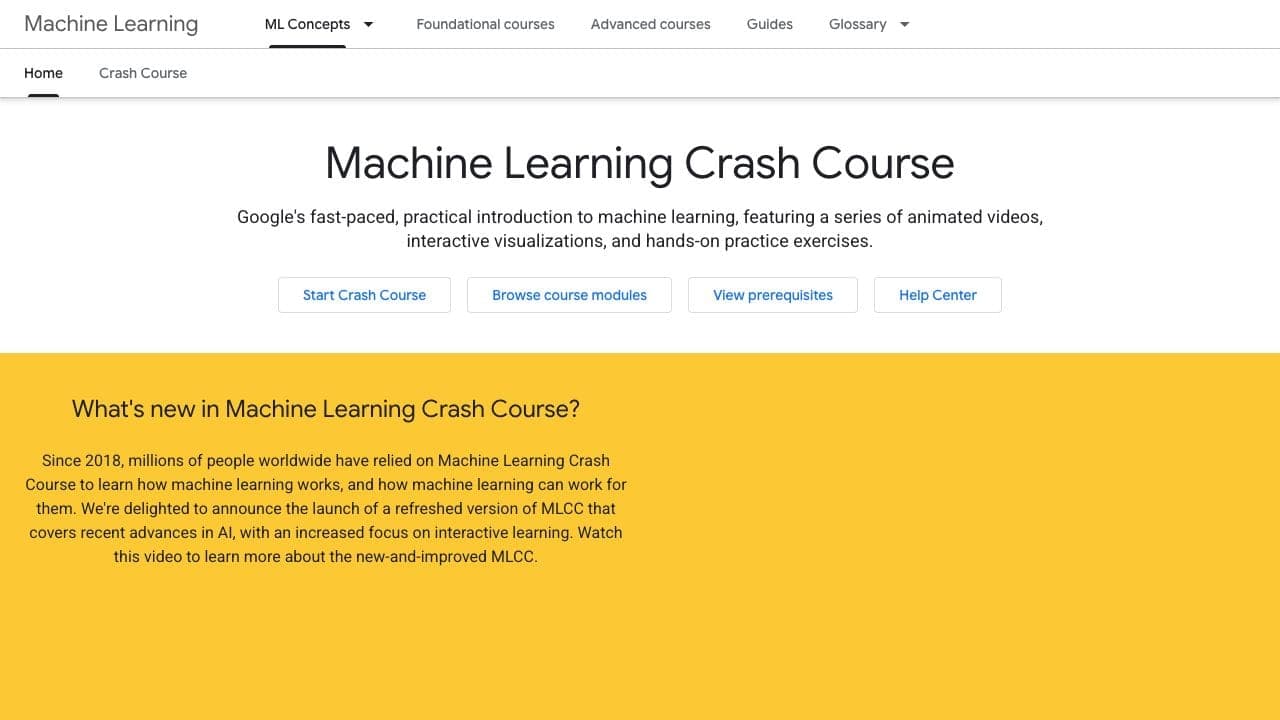 Machine Learning Crash Course by Google for Developers