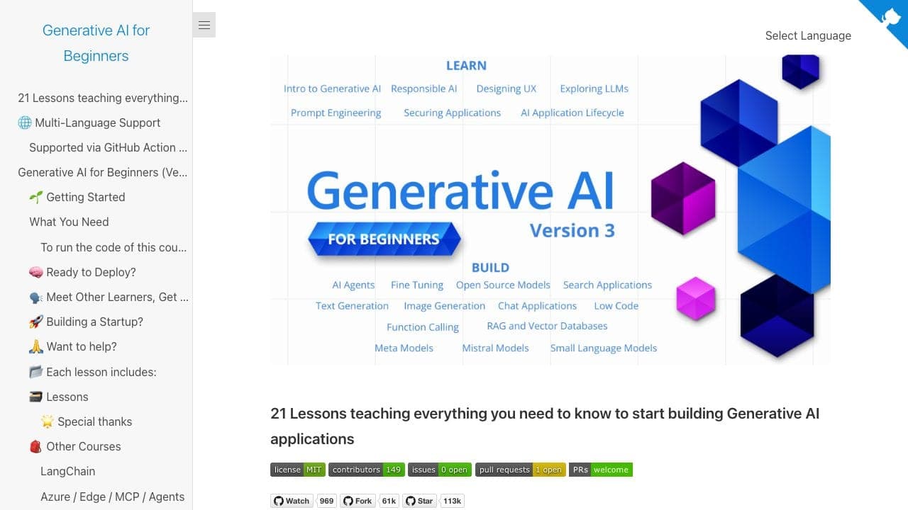 Generative AI for Beginners by Microsoft