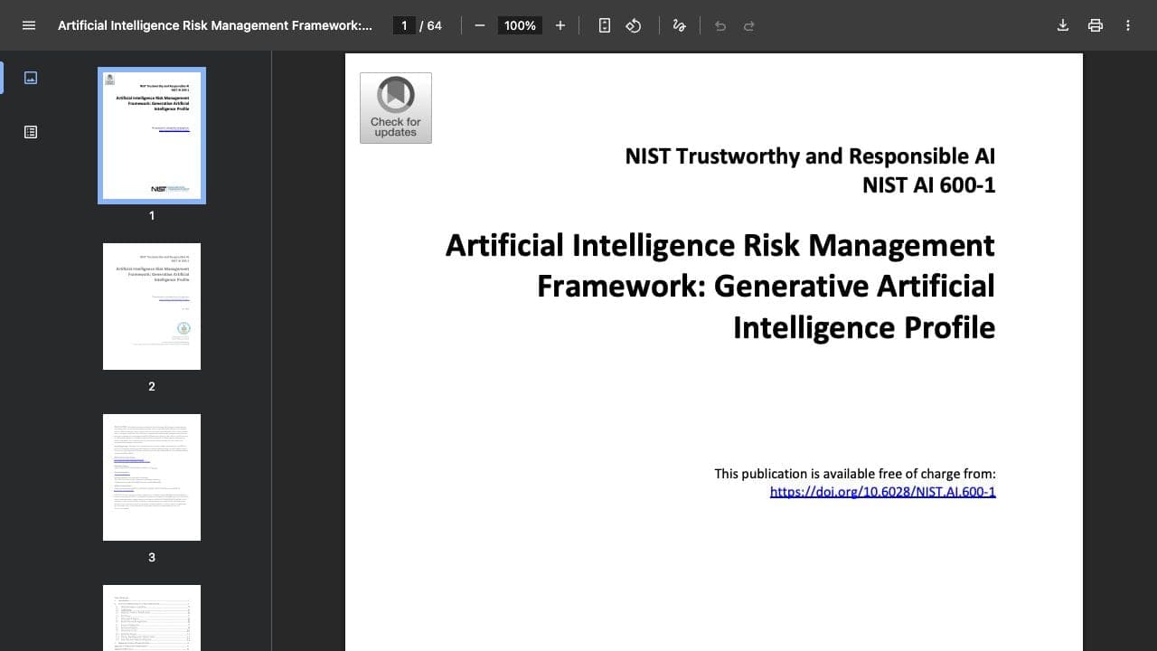 Generative AI Profile by NIST