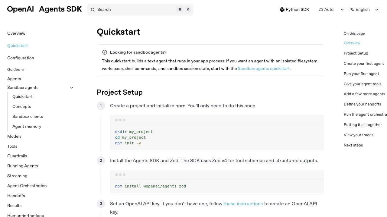 OpenAI Agents SDK quickstart by OpenAI Agents SDK