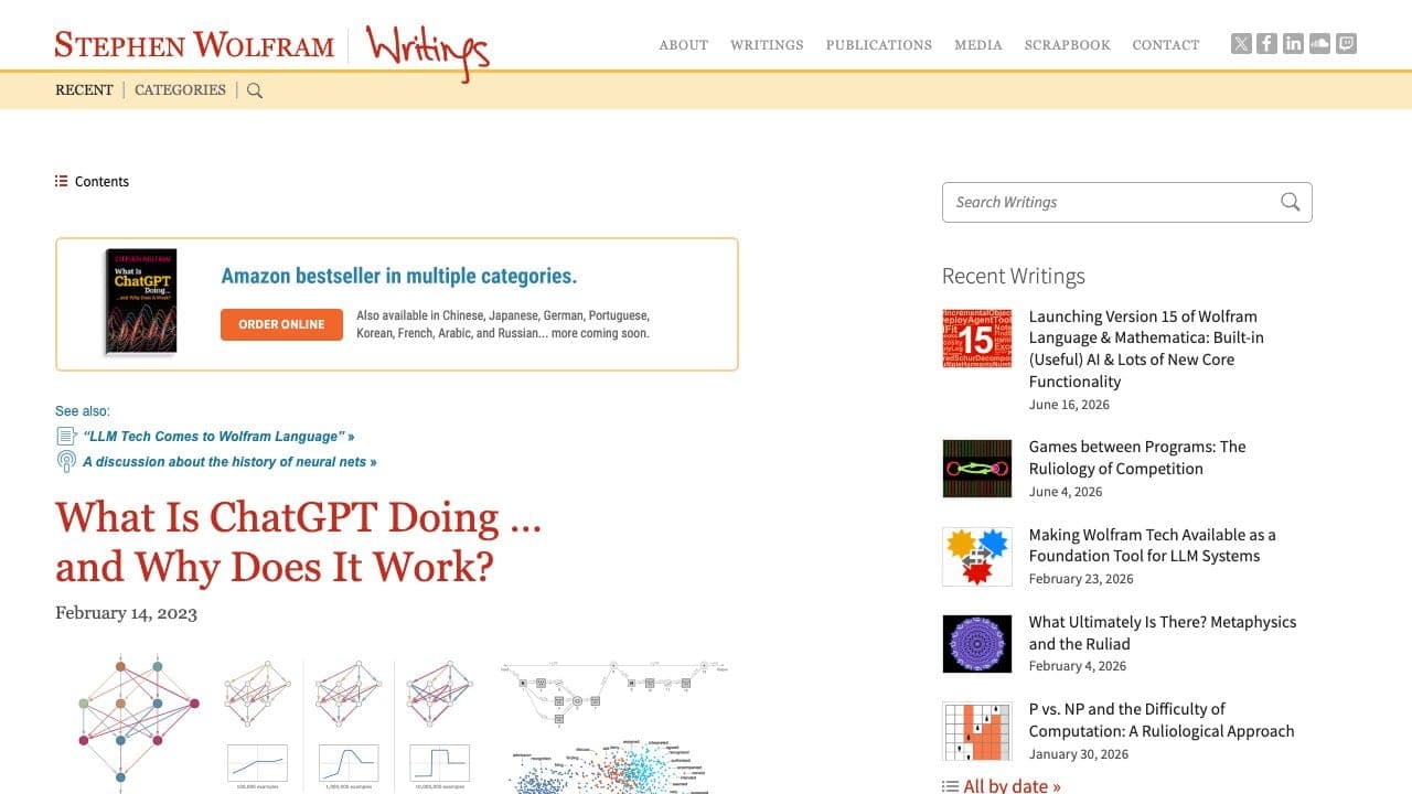What Is ChatGPT Doing … and Why Does It Work? by Stephen Wolfram Writings